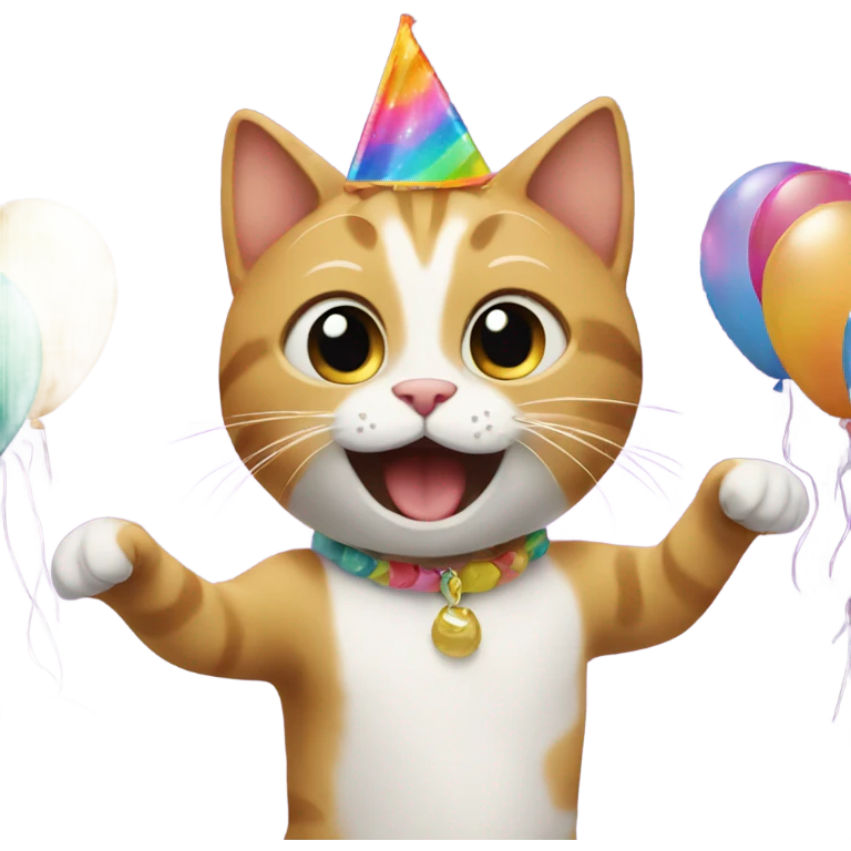 Cat throwing a party emoji