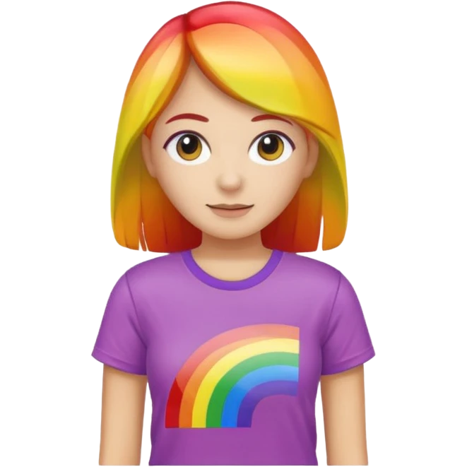 woman with rainbow colored t shirt emoji