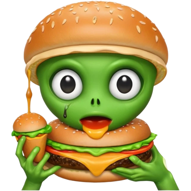 Alien eating burger emoji