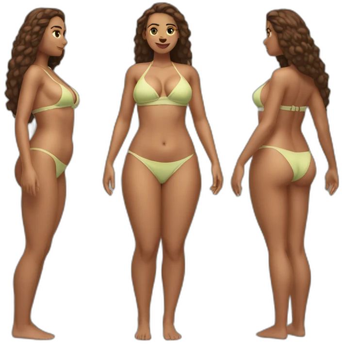 Slim-thicc Caucasian woman small bikini pose (beach body) emoji