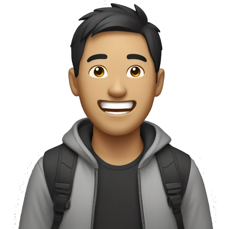 asian guy with black uy laughing emoji