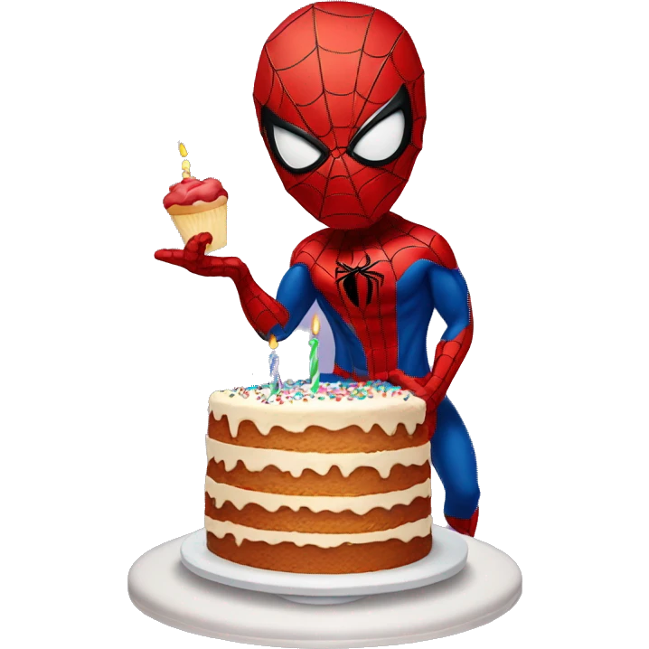 Spiderman Holding Birthday cake emoji
