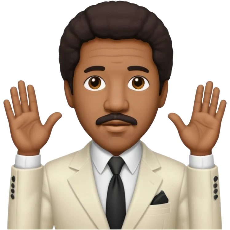 Richard Pryor with dark brown hair, ivory suit emoji