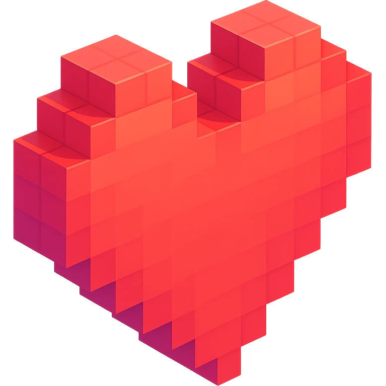 heart, voxel style, simple, blocky, colorful emoji