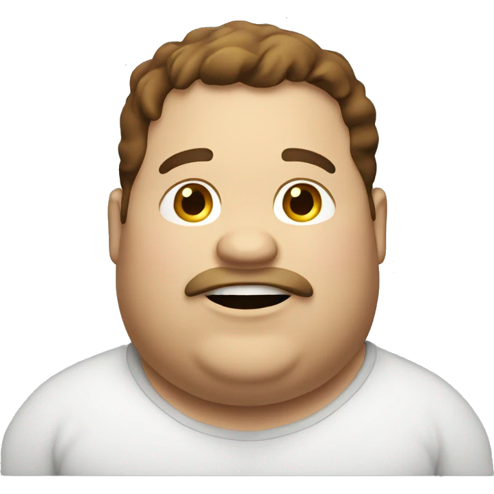 fat guy with brown hair eating emoji