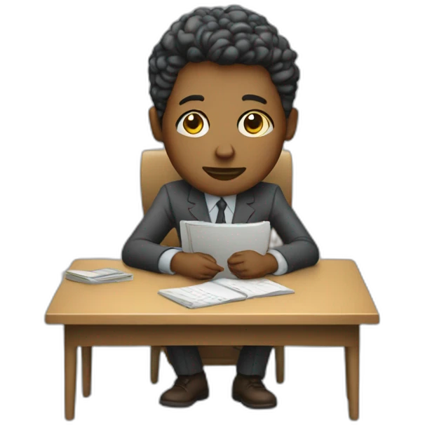 Tired teacher holding a desk with no money emoji