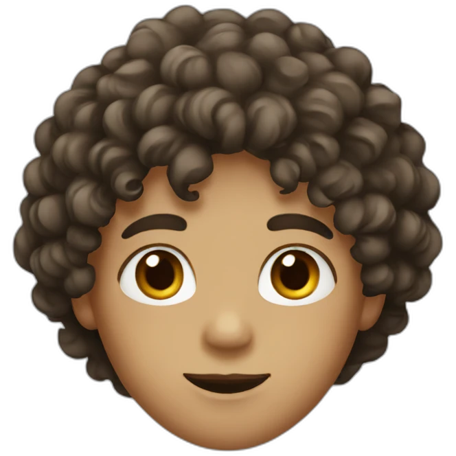 Boy with curly hair and brown eye emoji