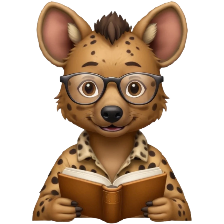 kitap okuyan gözlüklü sırtlan emoji