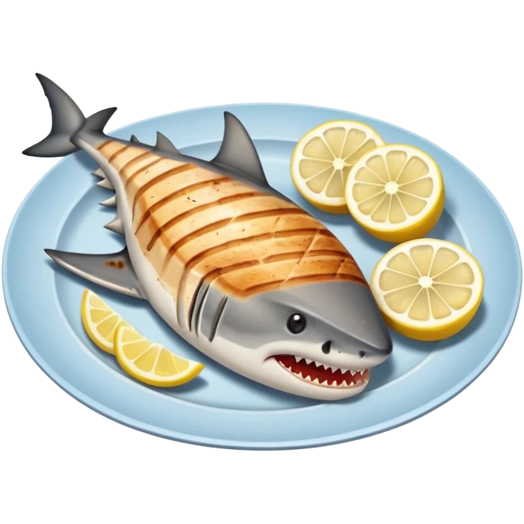 cooked shark steak on a plate emoji