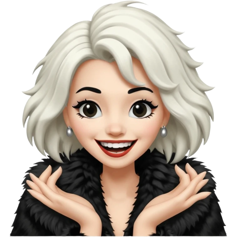 Cruella hair color split in the middle, crying of laughter emoji