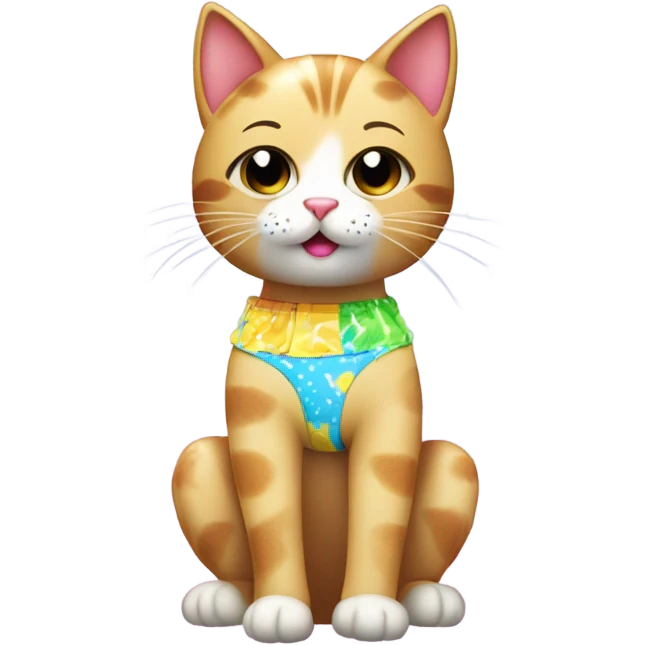 A cute cat showering in a bathing suit emoji