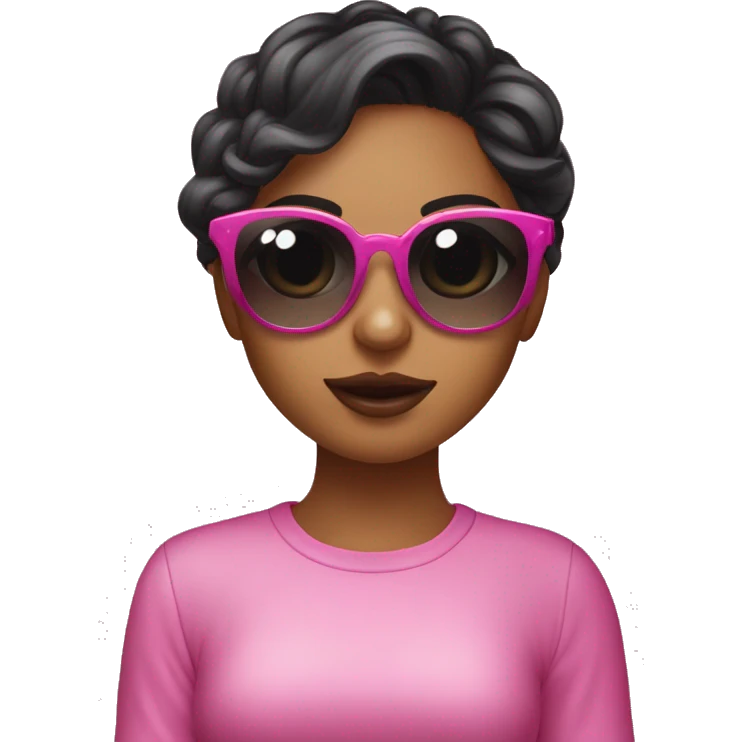 Chica con gafas con cabello oscuro con un esmalte de uñas rosa  emoji