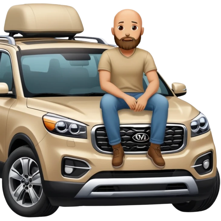 bald man with beard sitting on top of a Kia Mohave SUV emoji