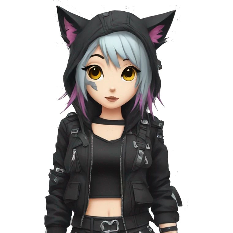 Edgy Cartoon Anime Punk Techwear Catgirl emoji