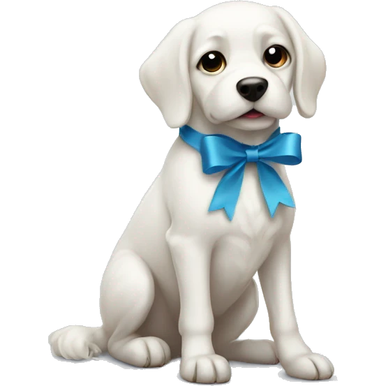 white dog with a ribbon on emoji