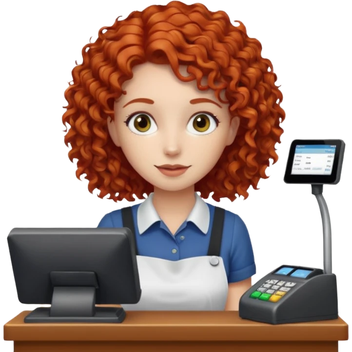 A red-haired curly-haired girl at the cash register emoji