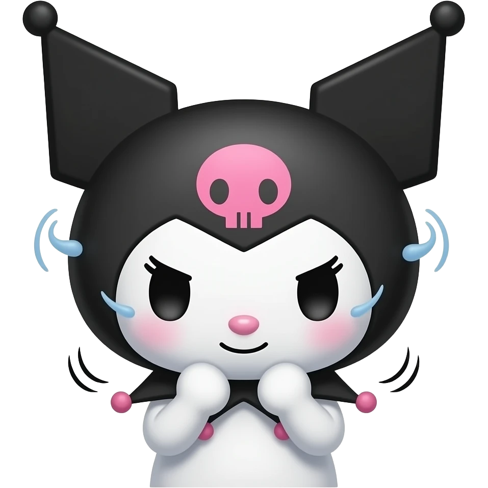 brown skin tone kuromi itching her skin emoji