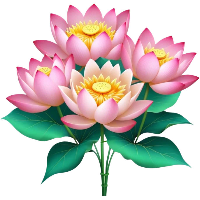 big bouquet Lotus, luxuriant, stem, leaf, bright emoji