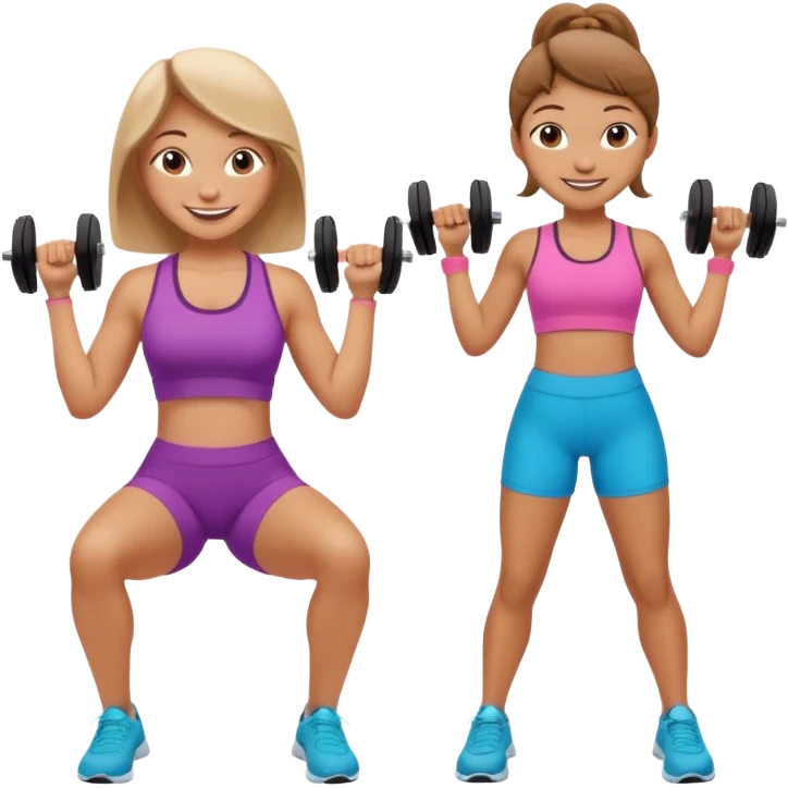 Mom and daughter doing weight workout  emoji