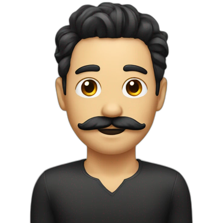 Plated hair and mustache above his mouth also mustache and black hair emoji