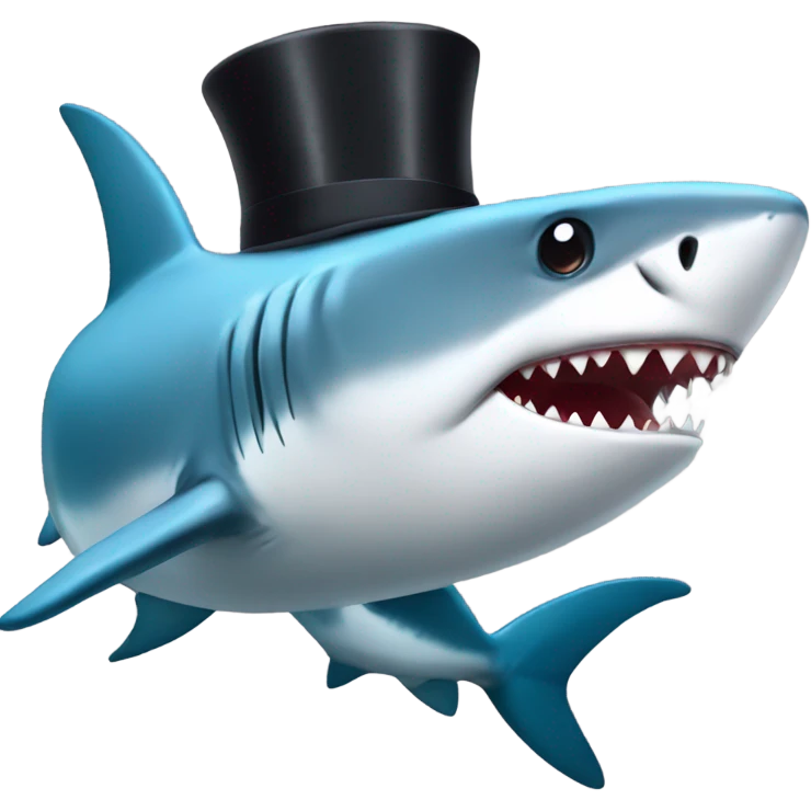 Shark with a top hat emoji