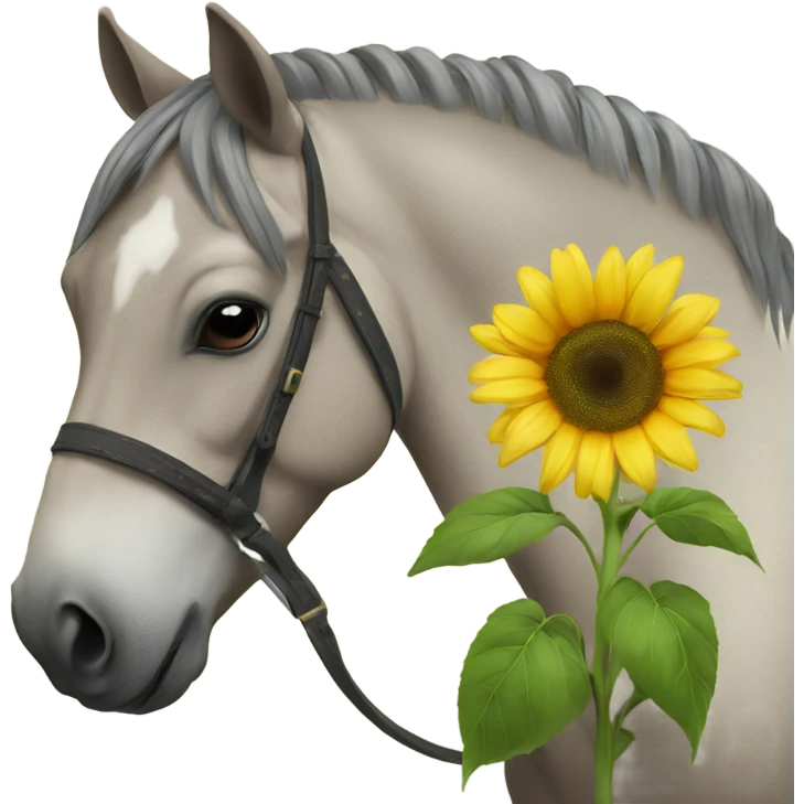 Horse holding sunflower  emoji