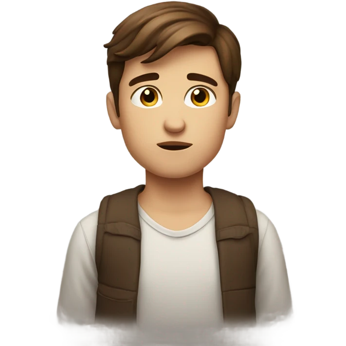 thoughtful boy with brown hair emoji