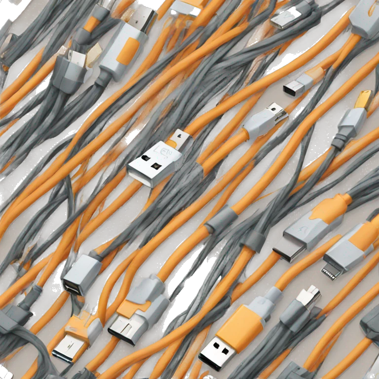 A lot of Unorganized usb cables emoji