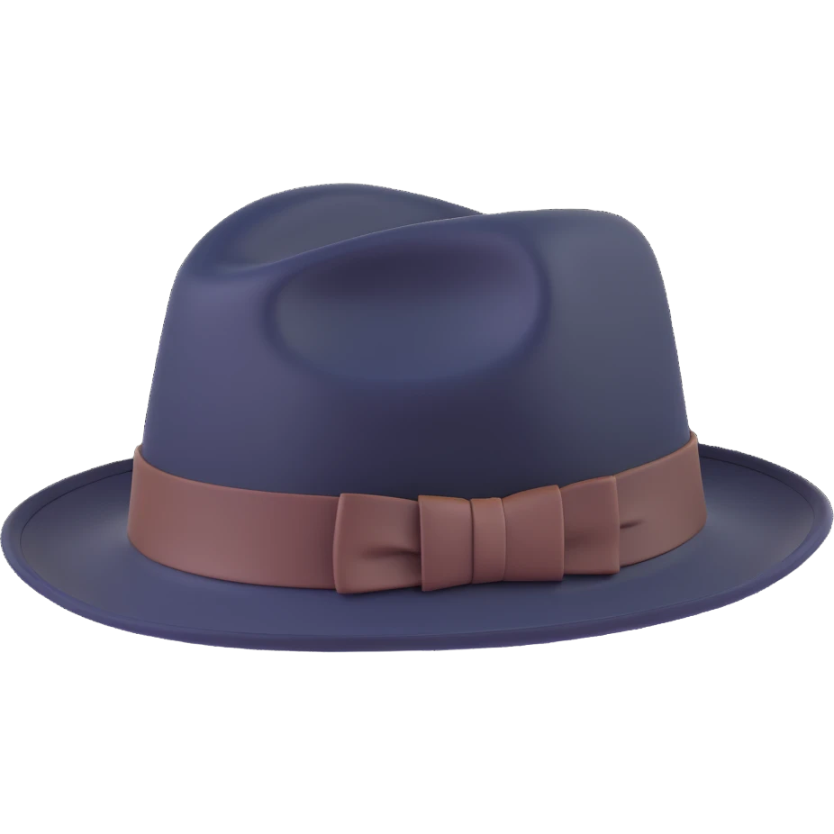 classic trilby hat front view with subtle band emoji