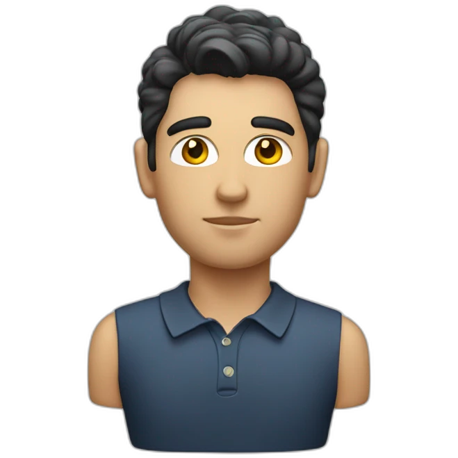 bust of young dad golfer with dark hair emoji