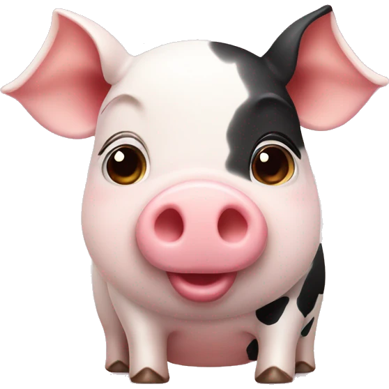 Cute piggie with a cute cow next to each other emoji