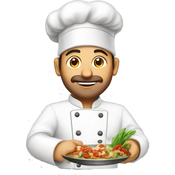 chef cooking show also wearing Syrian tradition emoji
