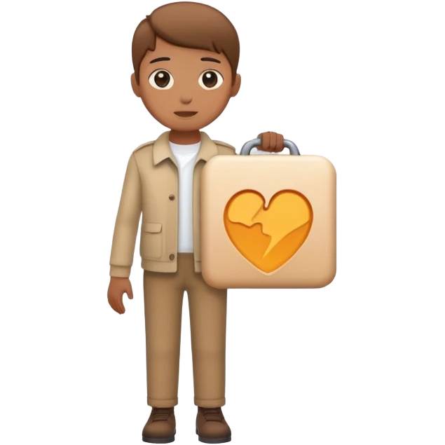 young character standing with a small help icon or question mark above their shoulder emoji
