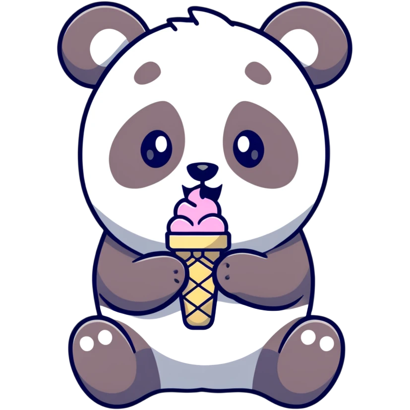 Panda eating ice cream emoji