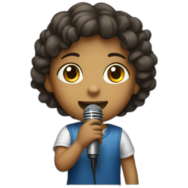 child with microphone emoji