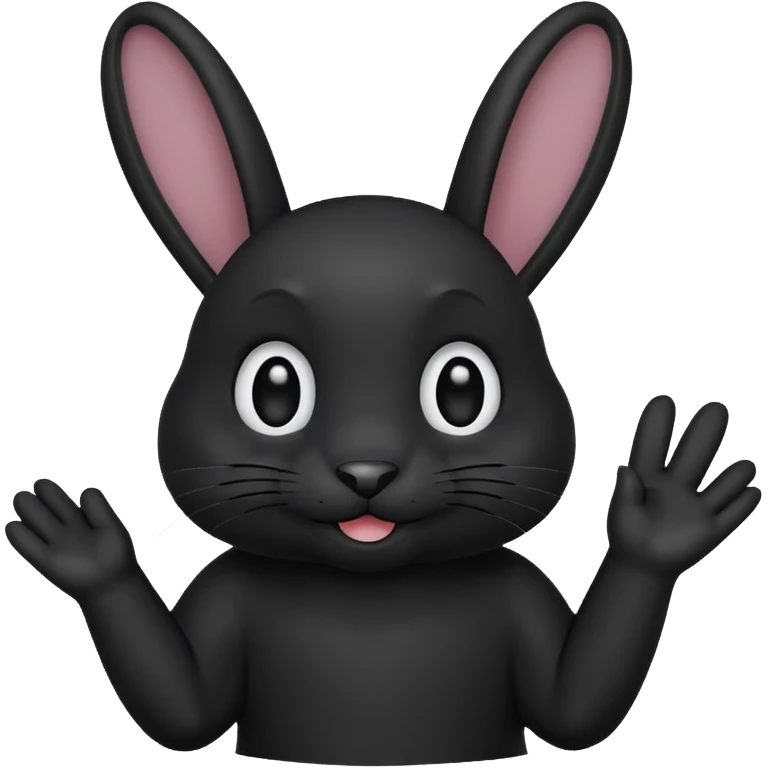 Emoji tete de Lapin noire qui fait bonjour de la main  emoji