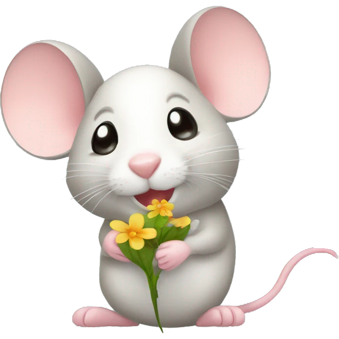 Mouse with a flower in the head emoji