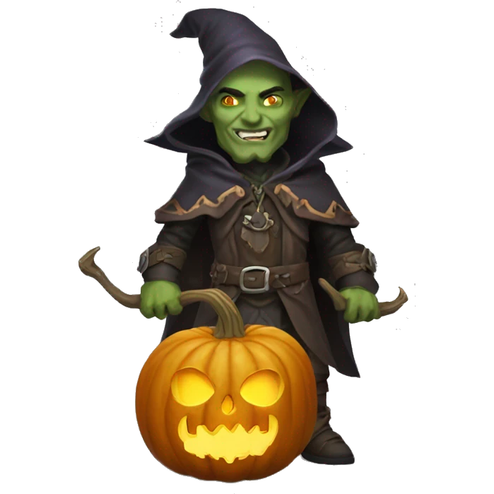 half-orc male wizard necromancer pumpkin emoji