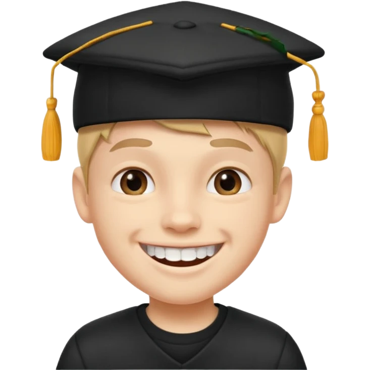 schoolboy with big front teeth wearing a black cap emoji