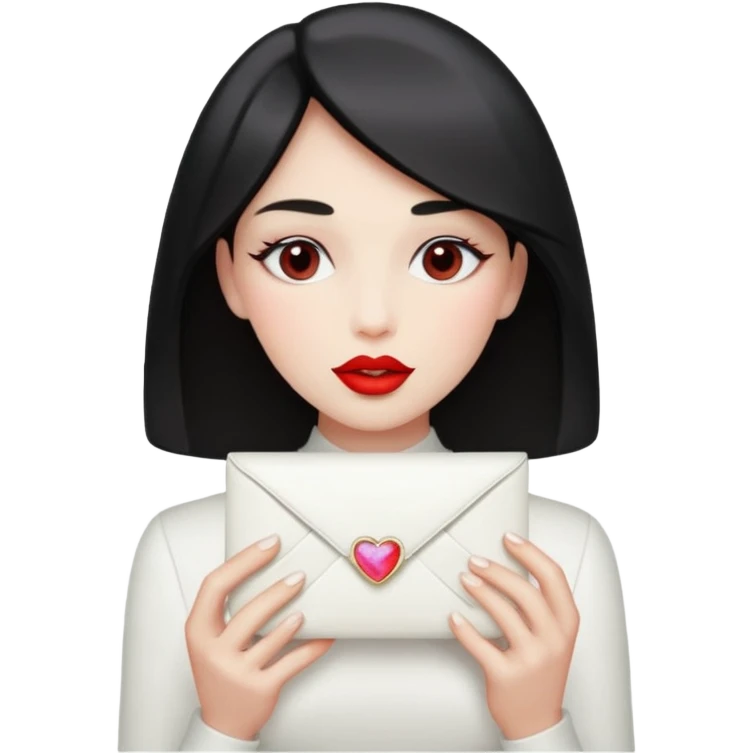 a beautiful loving kiss on it lipstick white opal envelope emoji