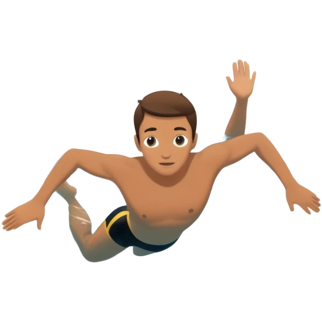 inexperienced determined person diving into a pool of divers, with a pool named confidence... glowing body  emoji