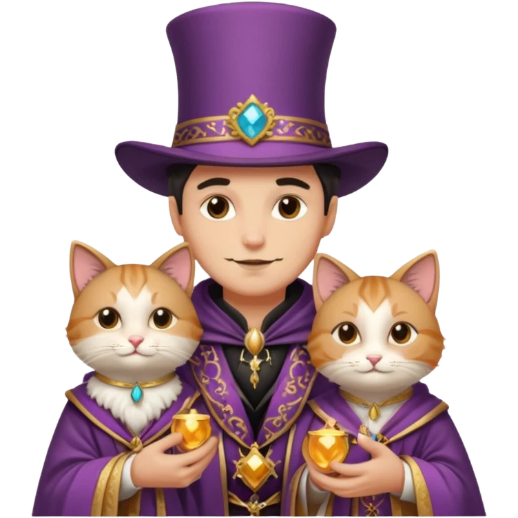 magician couple and their pet cat emoji