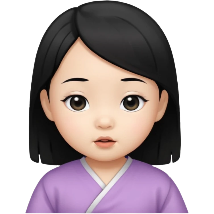 Asian baby girl with black hair and black eyes  emoji
