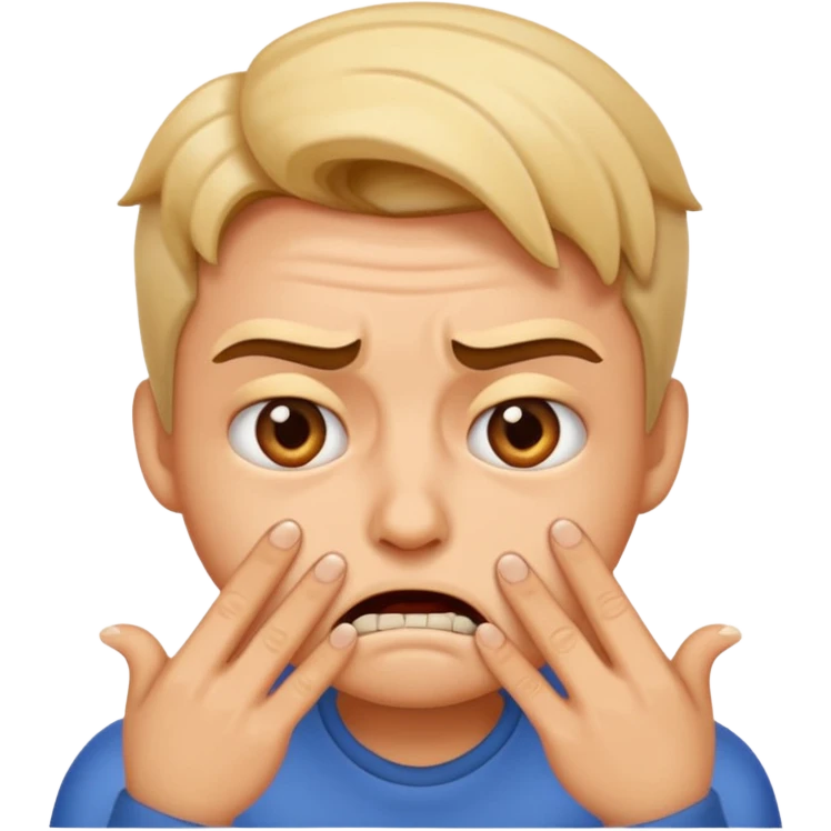 Emoji biting teeths together, while biting his nails. Make itlook afraid. emoji