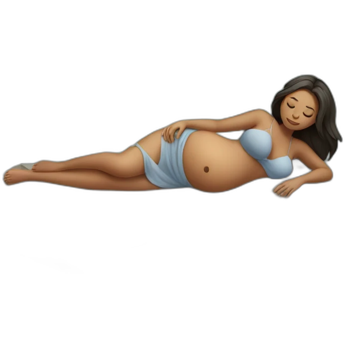 A pregnant woman laying on a rock emoji