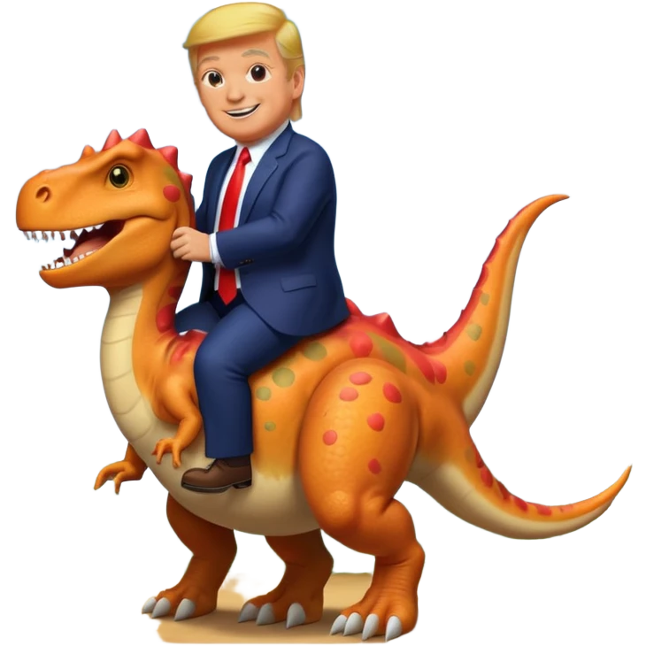 Trump riding a dinosaur emoji