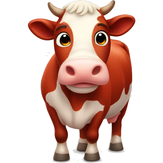 A red cute cow emoji