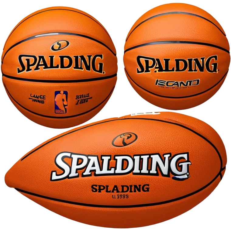 Minimalist basketball in classic orange color with small Spalding and NBA logos emoji