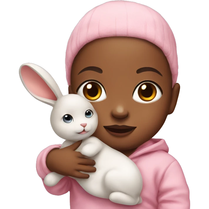 Cute Baby with cute bunny doll emoji