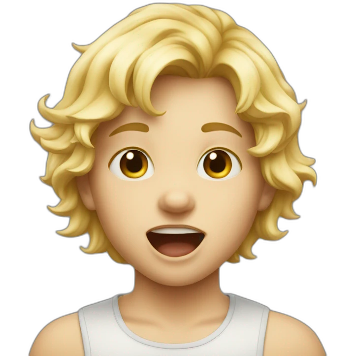 Blonde kid mewing emoji